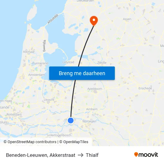 Beneden-Leeuwen, Akkerstraat to Thialf map