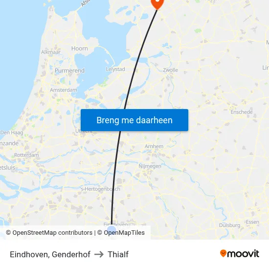 Eindhoven, Genderhof to Thialf map