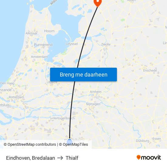 Eindhoven, Bredalaan to Thialf map