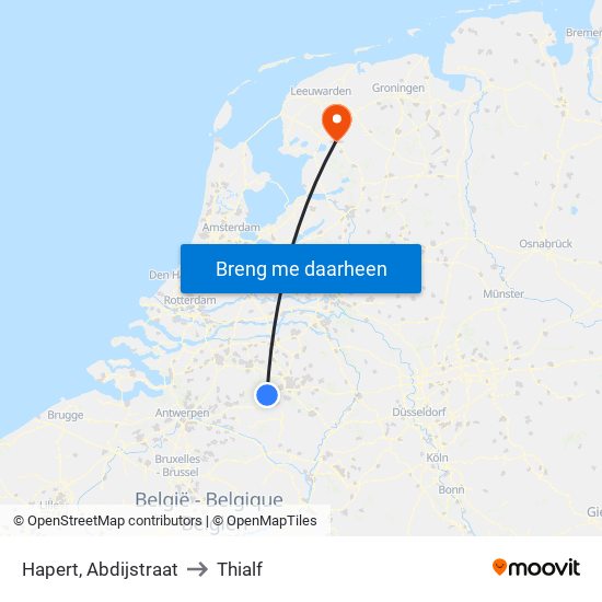 Hapert, Abdijstraat to Thialf map