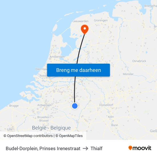 Budel-Dorplein, Prinses Irenestraat to Thialf map