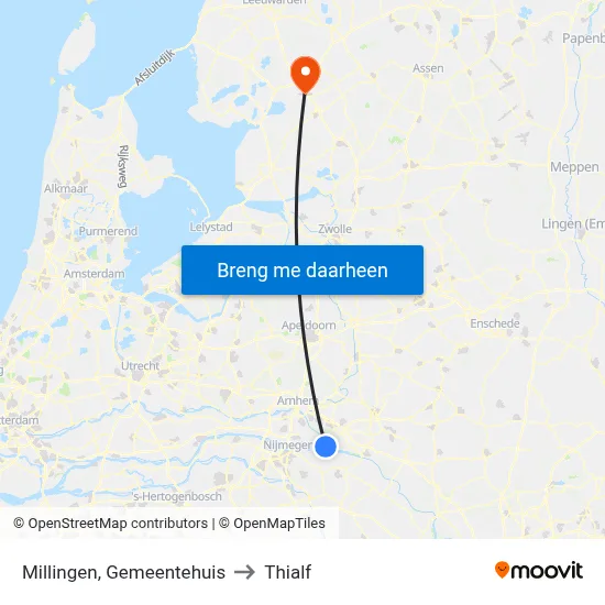 Millingen, Gemeentehuis to Thialf map