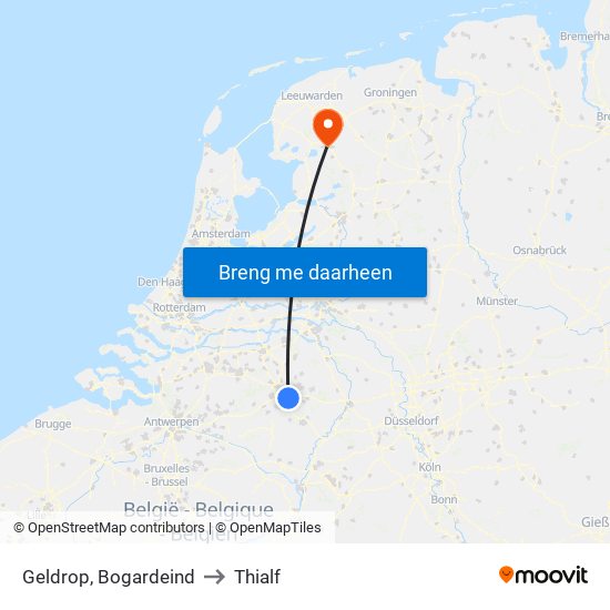 Geldrop, Bogardeind to Thialf map
