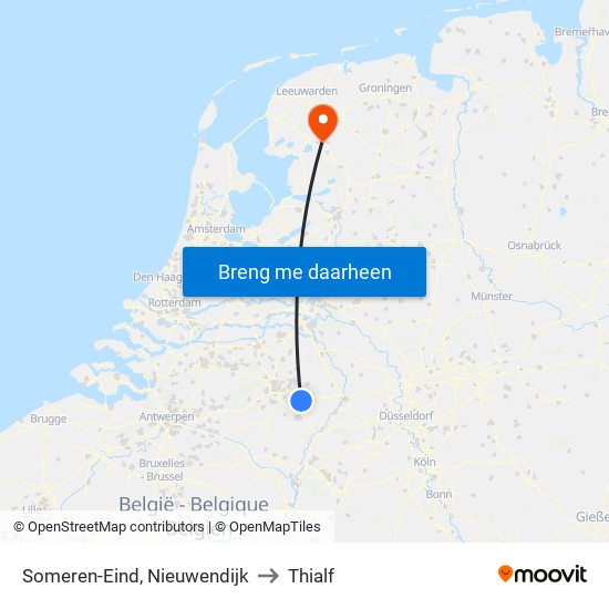 Someren-Eind, Nieuwendijk to Thialf map