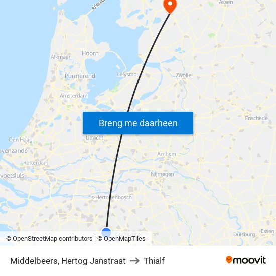 Middelbeers, Hertog Janstraat to Thialf map