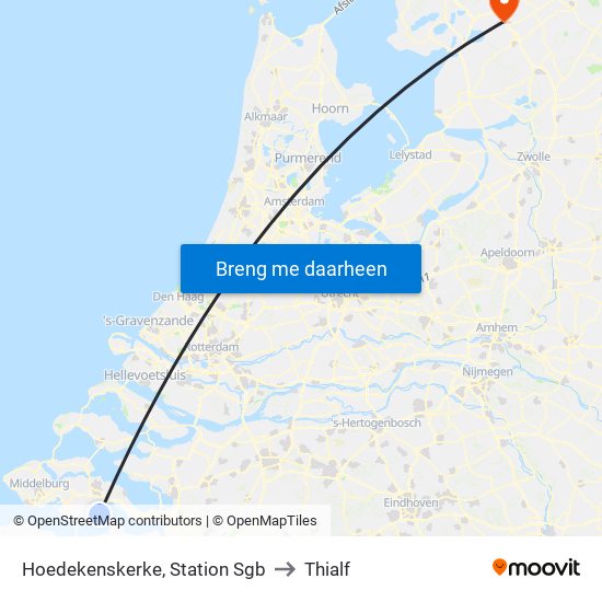 Hoedekenskerke, Station Sgb to Thialf map