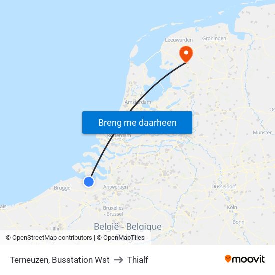 Terneuzen, Busstation Wst to Thialf map