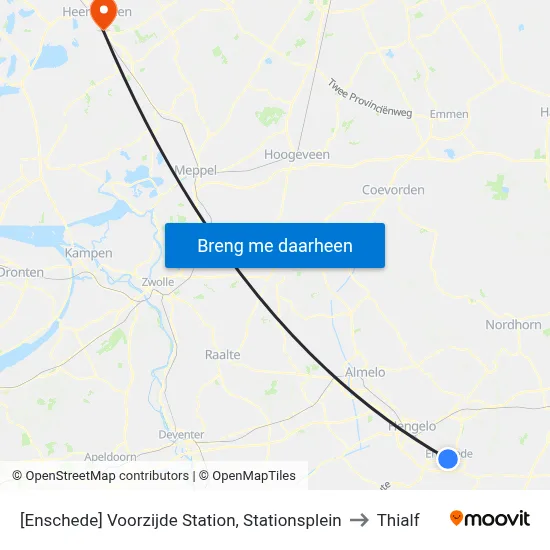 [Enschede] Voorzijde Station, Stationsplein to Thialf map
