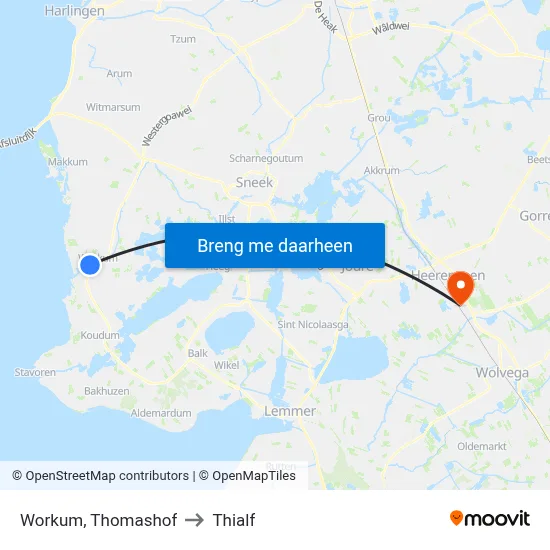 Workum, Thomashof to Thialf map