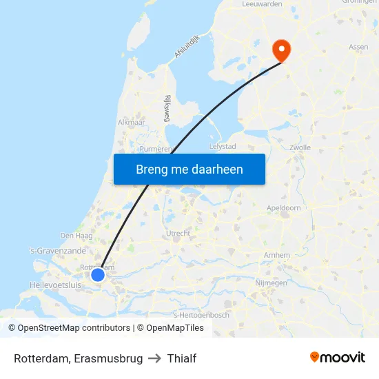 Rotterdam, Erasmusbrug to Thialf map
