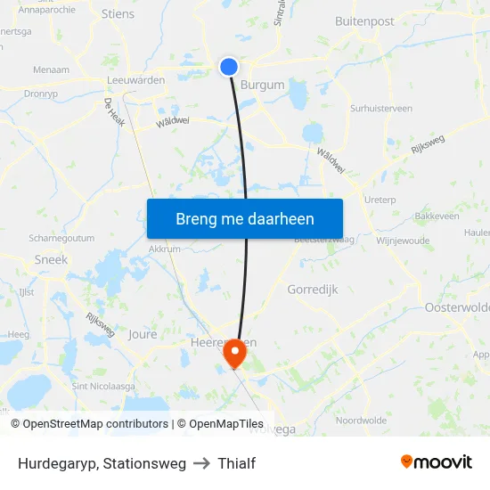 Hurdegaryp, Stationsweg to Thialf map