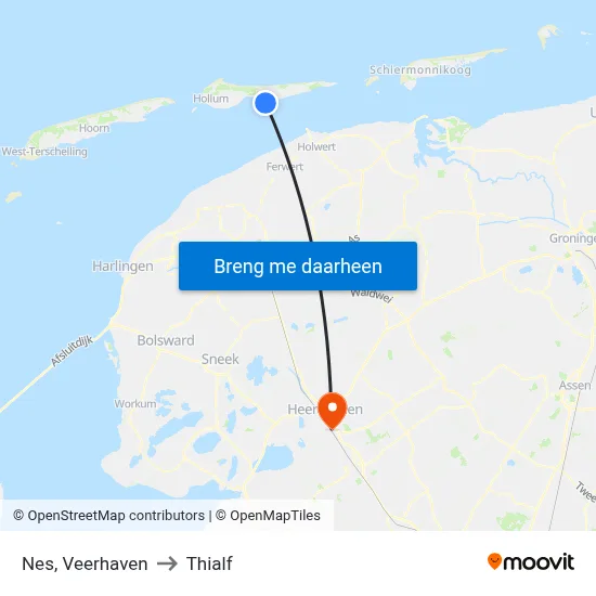 Nes, Veerhaven to Thialf map