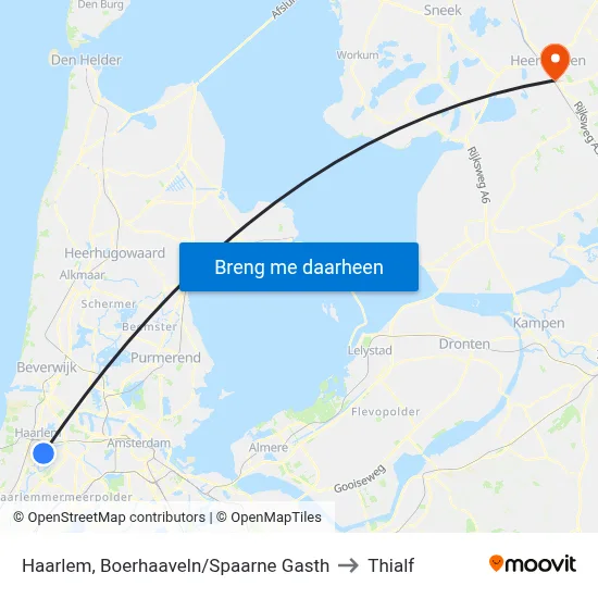 Haarlem, Boerhaaveln/Spaarne Gasth to Thialf map