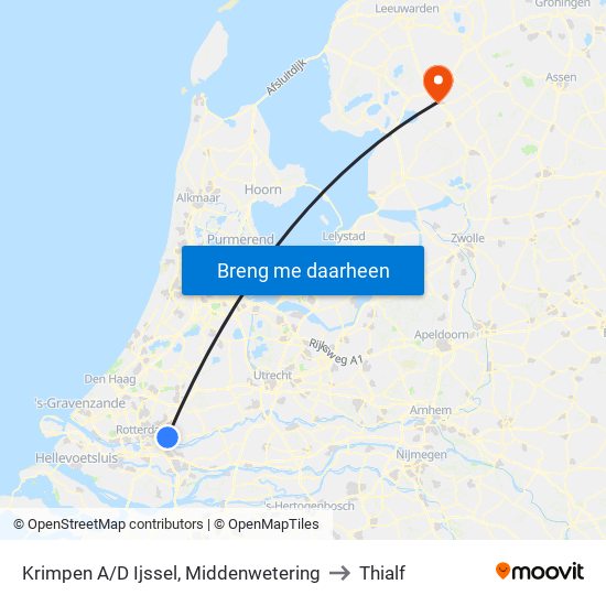 Krimpen A/D Ijssel, Middenwetering to Thialf map