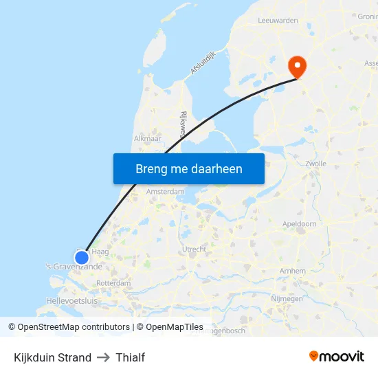 Kijkduin Strand to Thialf map