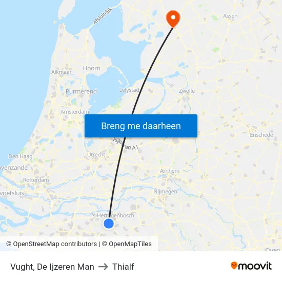 Vught, De Ijzeren Man to Thialf map