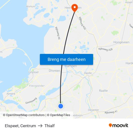 Elspeet, Centrum to Thialf map