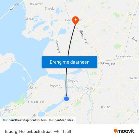 Elburg, Hellenbeekstraat to Thialf map