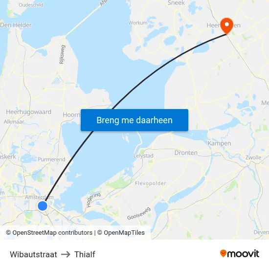 Wibautstraat to Thialf map