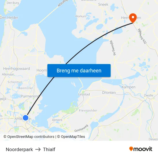 Noorderpark to Thialf map