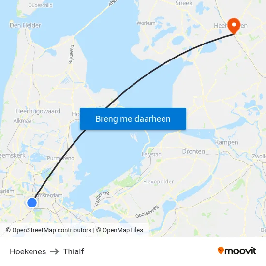 Hoekenes to Thialf map