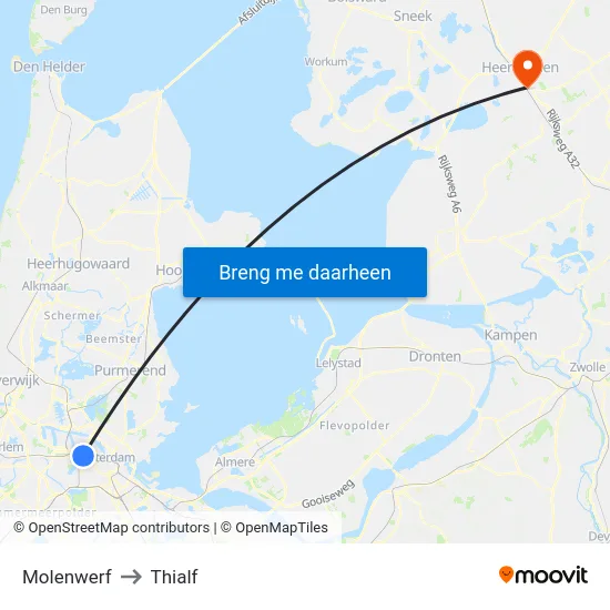 Molenwerf to Thialf map