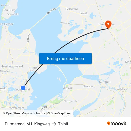 Purmerend, M.L.Kingweg to Thialf map