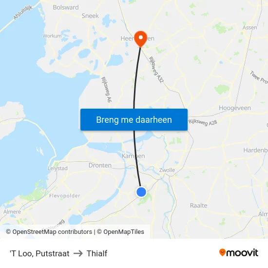 'T Loo, Putstraat to Thialf map