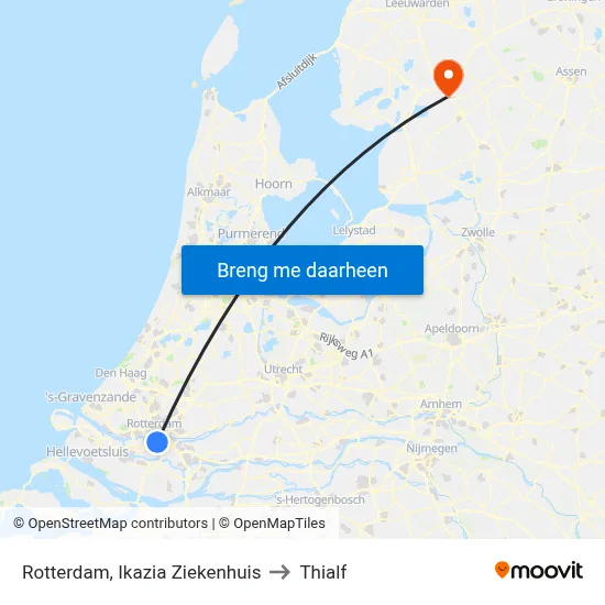 Rotterdam, Ikazia Ziekenhuis to Thialf map