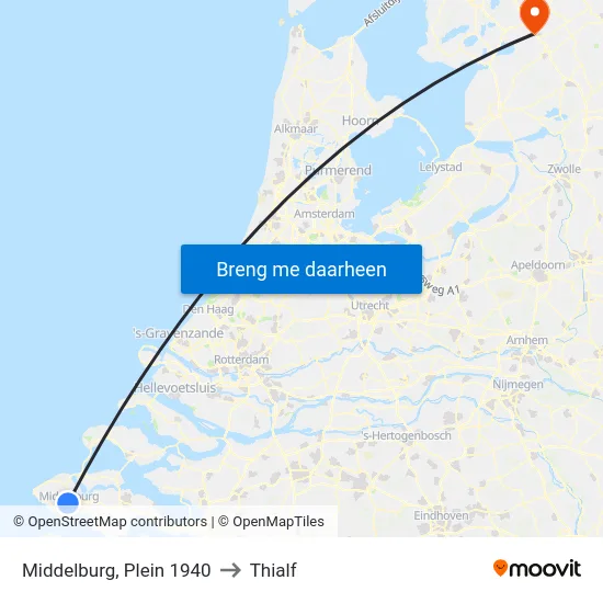 Middelburg, Plein 1940 to Thialf map