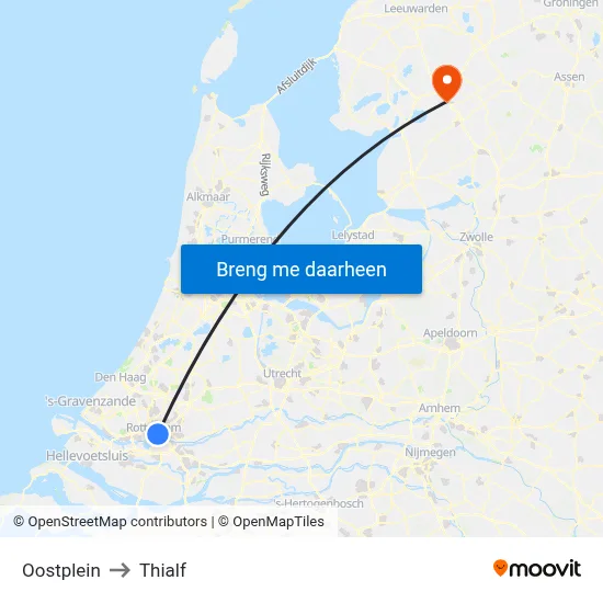 Oostplein to Thialf map