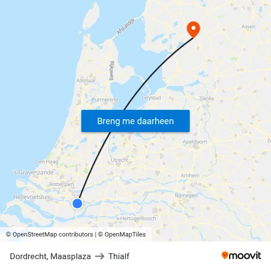 Dordrecht, Maasplaza to Thialf map