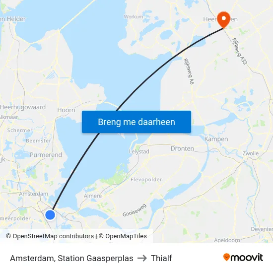 Amsterdam, Station Gaasperplas to Thialf map