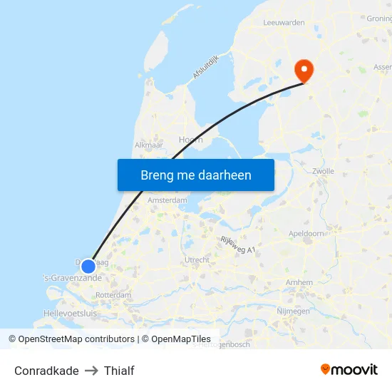 Conradkade to Thialf map