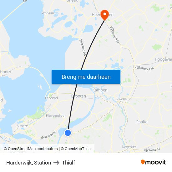 Harderwijk, Station to Thialf map