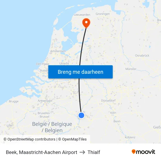 Beek, Maastricht-Aachen Airport to Thialf map