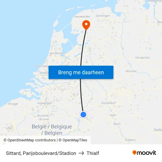 Sittard, Parijsboulevard/Stadion to Thialf map
