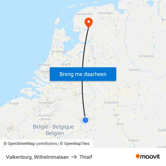 Valkenburg, Wilhelminalaan to Thialf map