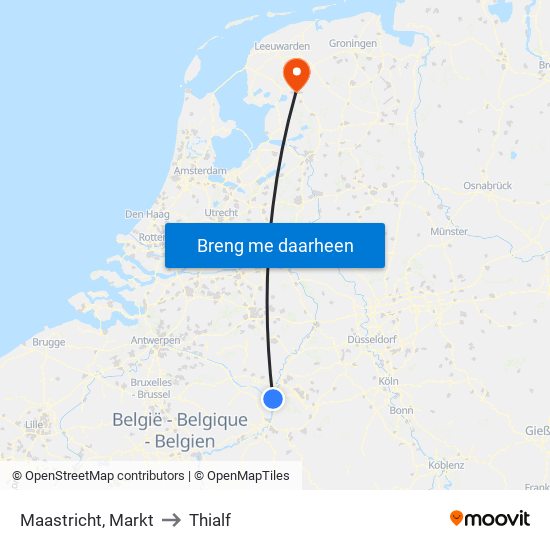 Maastricht, Markt to Thialf map