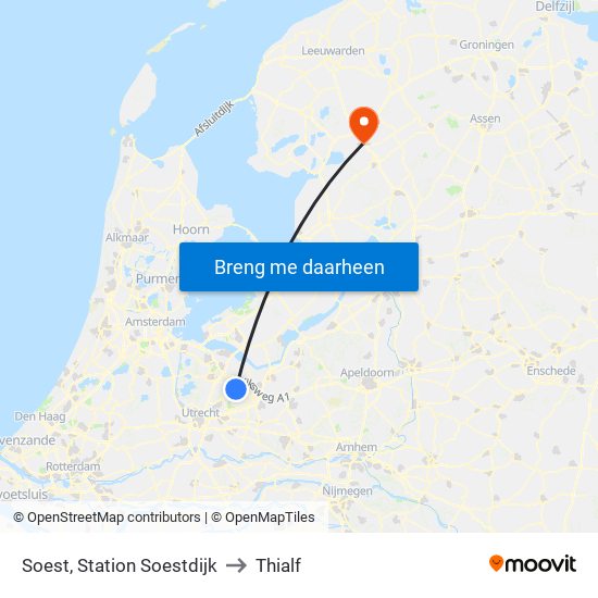 Soest, Station Soestdijk to Thialf map