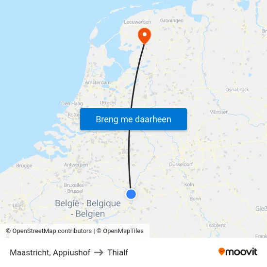 Maastricht, Appiushof to Thialf map