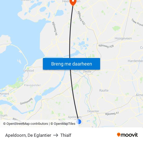 Apeldoorn, De Eglantier to Thialf map