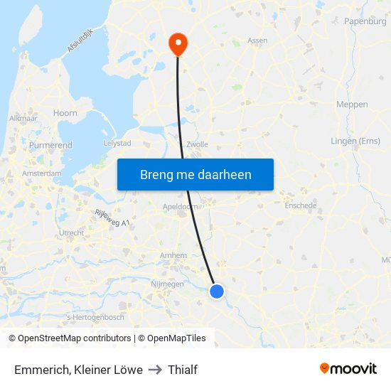 Emmerich, Kleiner Löwe to Thialf map