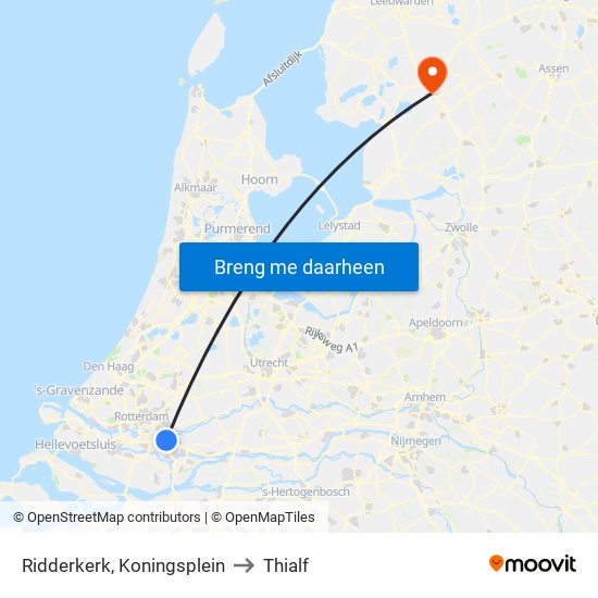 Ridderkerk, Koningsplein to Thialf map