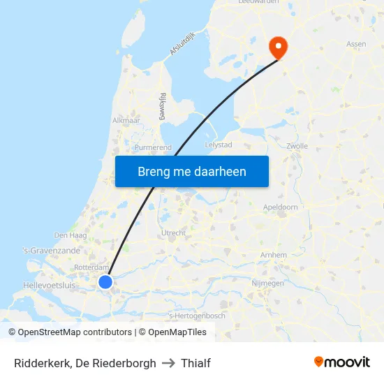 Ridderkerk, De Riederborgh to Thialf map
