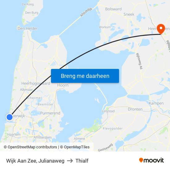 Wijk Aan Zee, Julianaweg to Thialf map