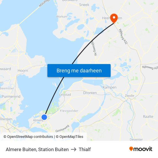 Almere Buiten, Station Buiten to Thialf map