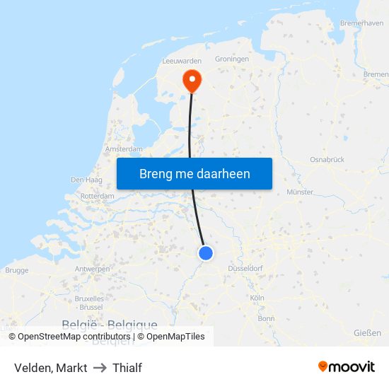 Velden, Markt to Thialf map