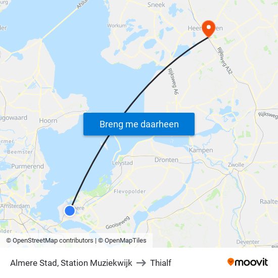 Almere Stad, Station Muziekwijk to Thialf map