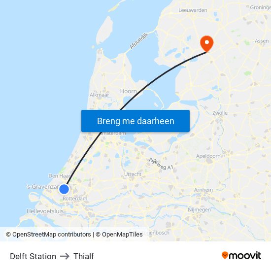 Delft Station to Thialf map